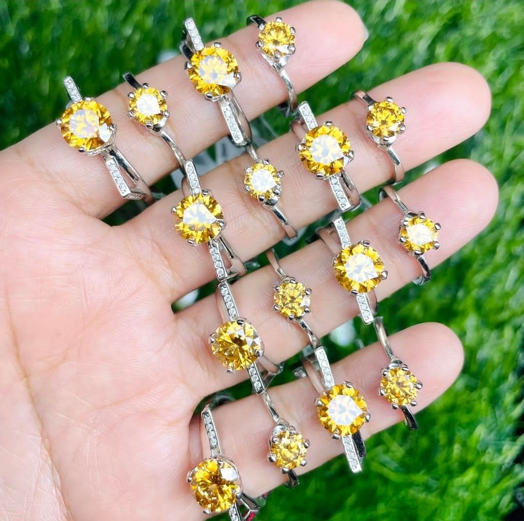 Yellow Moissanite Diamond Rings