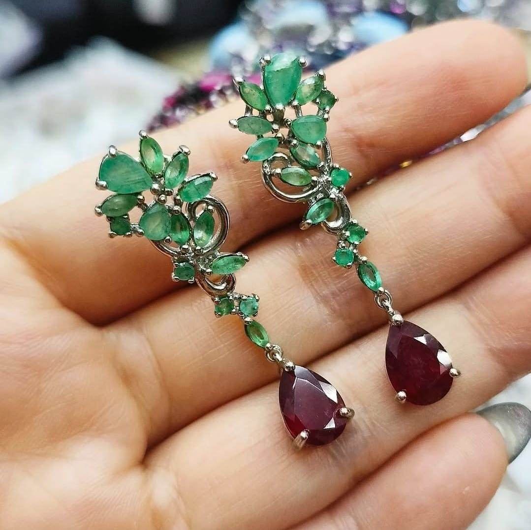 Ruby And Emerald Earring